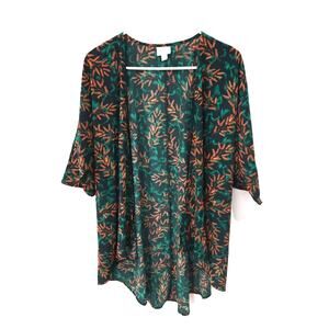 Lularoe Sz Small Womens Green Orange Tunic Cardigan